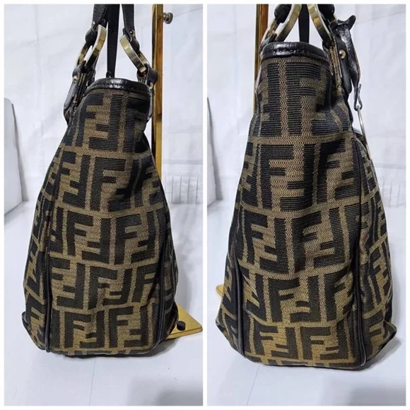 Authentic FENDI Zucca Small Chef Shopping Tote Bag Tobacco Moro Brown